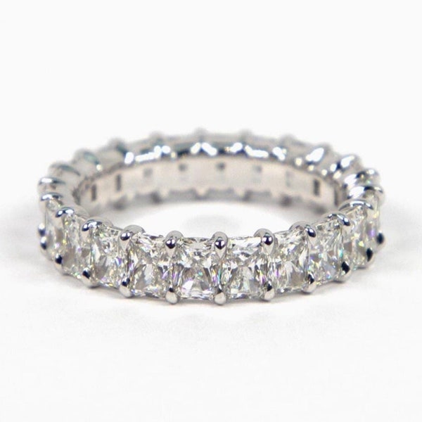 Radiant Cut Diamond Full Eternity Band, Wedding Anniversary Gift, Stacking Unique Diamond Band, Gift For Her, Matching Engagement Band Ring