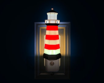 Luz nocturna de faro 3D (enchufable, LED)