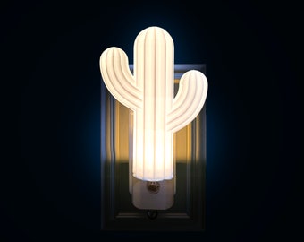 Lámpara nocturna con forma de cactus saguaro (enchufable, LED)