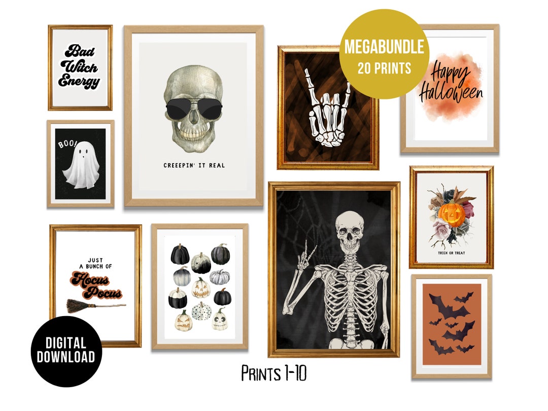 Halloween Wall Art Mega Bundle Set of 20, Halloween Gallery Wall ...