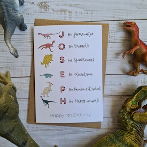 Dinosaur Lover, Personalised Name and Age, Children’s Birthday Card