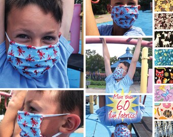 Child's Cotton Mask with Nose Wire, Pocket, Elastic Straps - for kids of all ages!