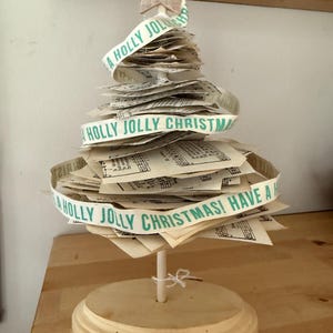 Rustic wooden hymnal tree, Christmas decor vintage trees, Farmhouse Mantle Home Christmas Decoration, Antique Handmade Christmas Book page