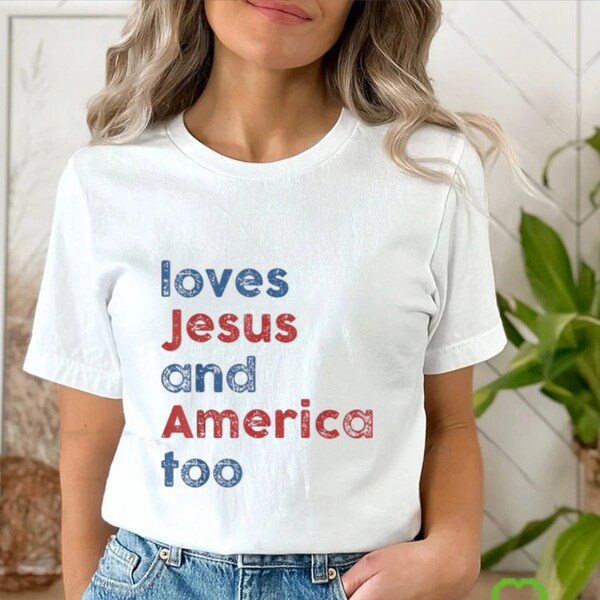 Loves Jesus And America Too Comfort Color Png, Unisex Song Inspired Patriotic Graphic Png, Patriotic Png, Independence Day Png