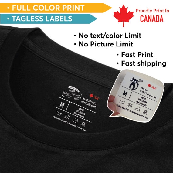 Full-color Iron-on Heat Transfer for Tagless Neck Label, Clothing