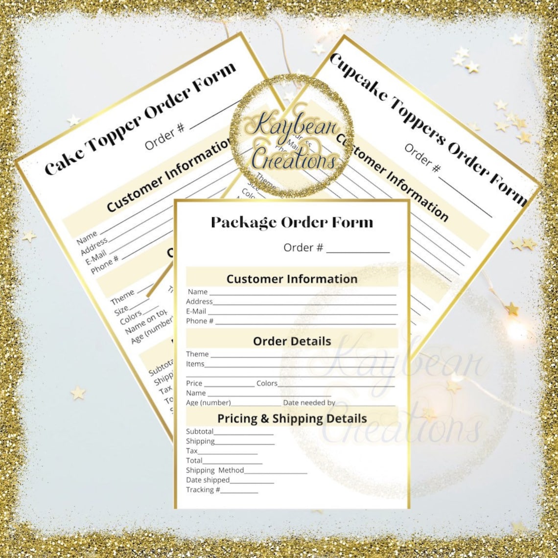 Printable Order Form/ Cake Topper Order Form/ Cupcake Topper Order Form ...