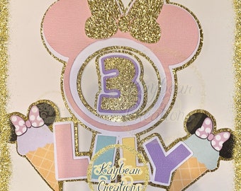 Minnie inspired ice cream cake topper / 3D cake topper