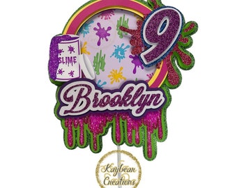 Slime theme cake topper/ slime birthday decor/ slime cake topper / slime party/ slime party decorations/ personalized slime party