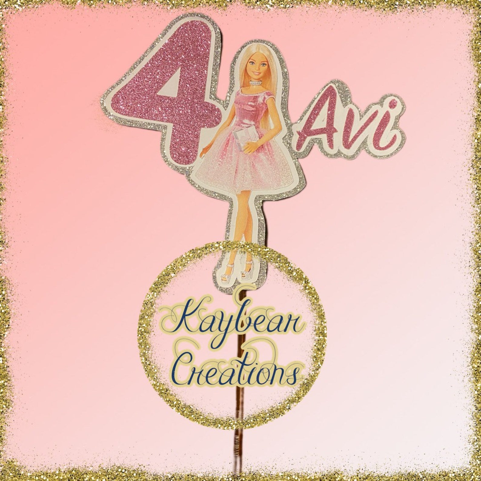 Pink Barbie inspired cake topper | Etsy