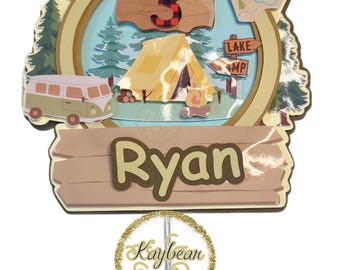 camping cake topper/ camping adventure cake topper/ camp cake topper/ camping birthday