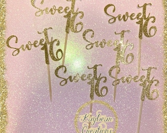 Sweet 16 cupcake toppers / Sweet 15 cup cake topper /Sweet 16 celebration