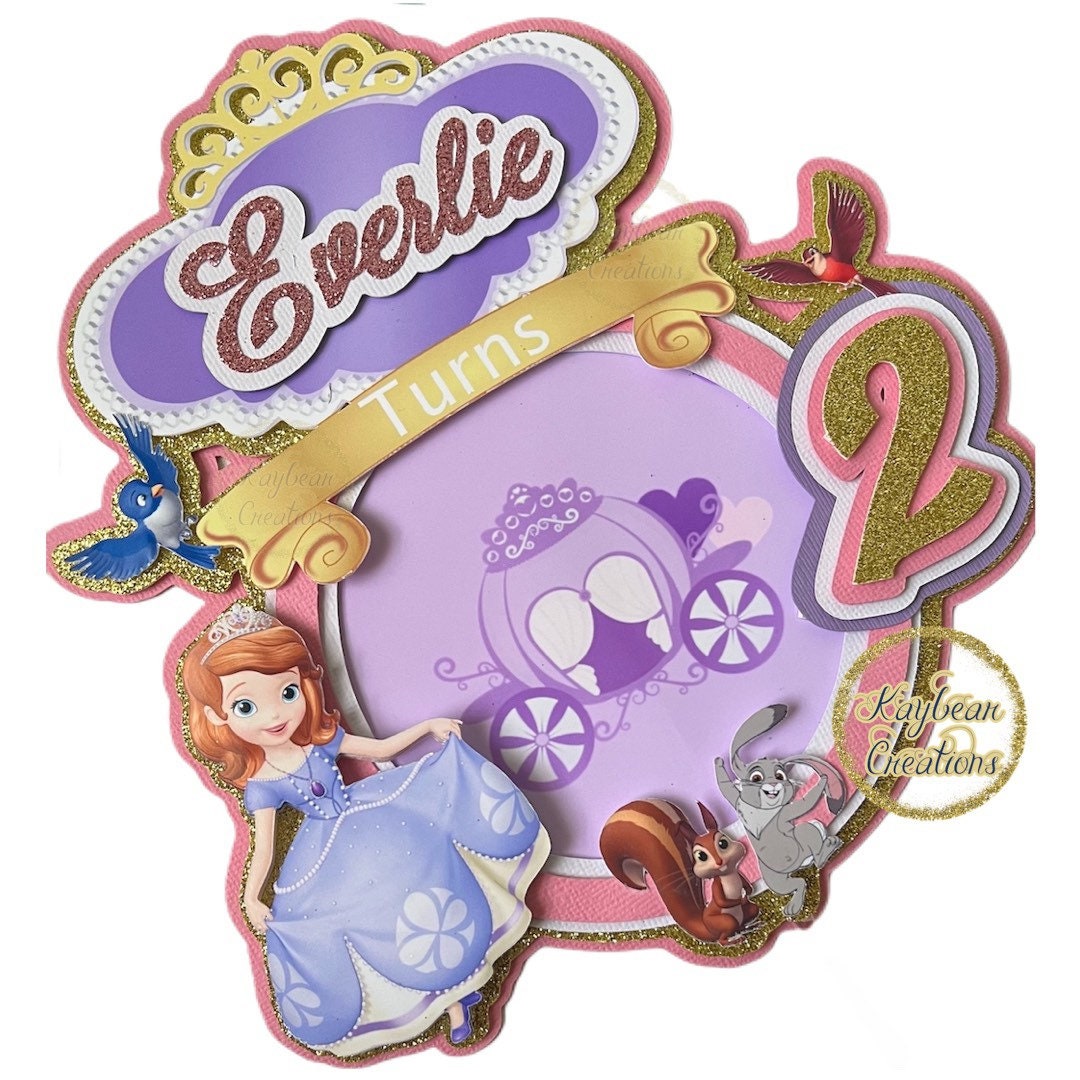 Personalized Sofia Theme Cake Topper/ Sofia Topper/ Sofia Cake Topper ...