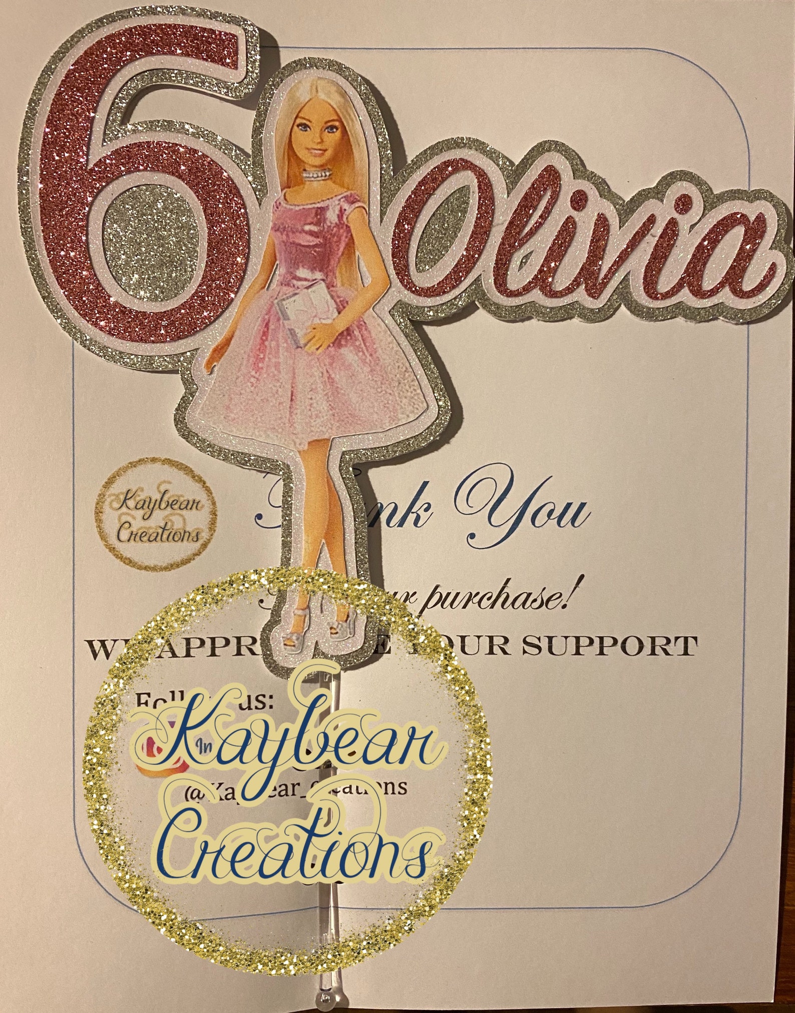 Pink Barbie inspired cake topper | Etsy