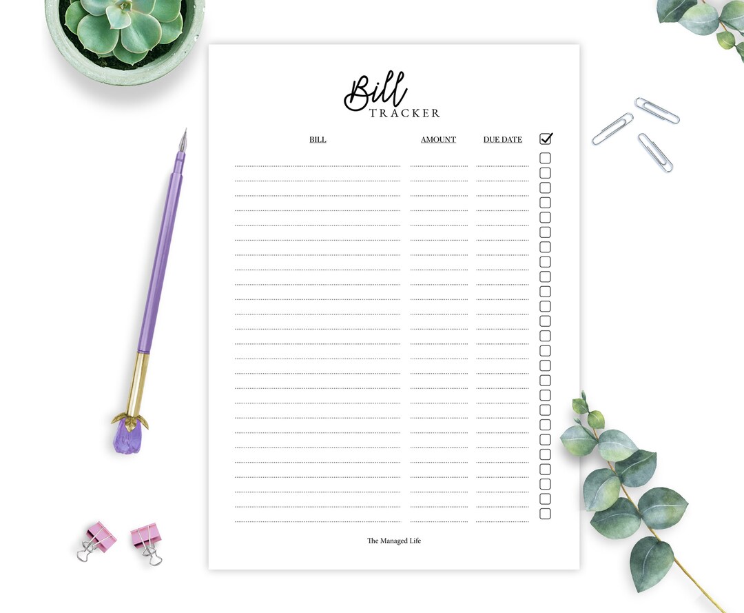 A5 Bill Tracker Printable Planner Insert BLACK Bill Tracker - Etsy Canada
