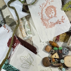 Forest Gatherings, Slow Stitch Kit, Fabric Bundle Kit
