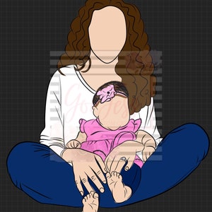 Retrato de contorno personalizado-3-7 personas-color-png/archivo digital