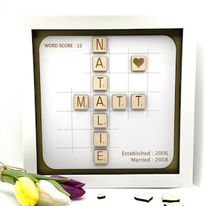 Personalised Scrabble Frame - anniversary gift, gift for her, gift for him - Wedding gift, engagement gift