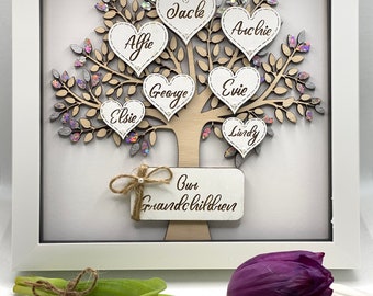 Personalised Embroidered Picture Gift Framed Wedding Family Anniversary Hearts