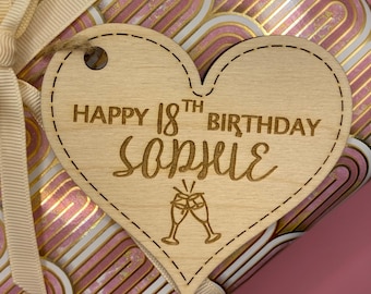 Personalized Wooden Heart Gift Tag – Engraved Birch Plywood