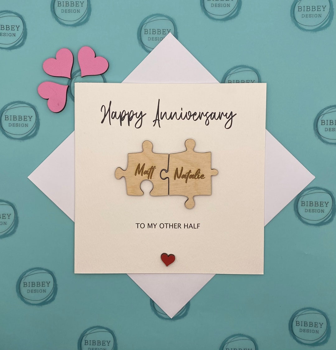 Personalized Anniversary Card, Wooden Jigsaw Puzzle, Card for Her - Etsy
