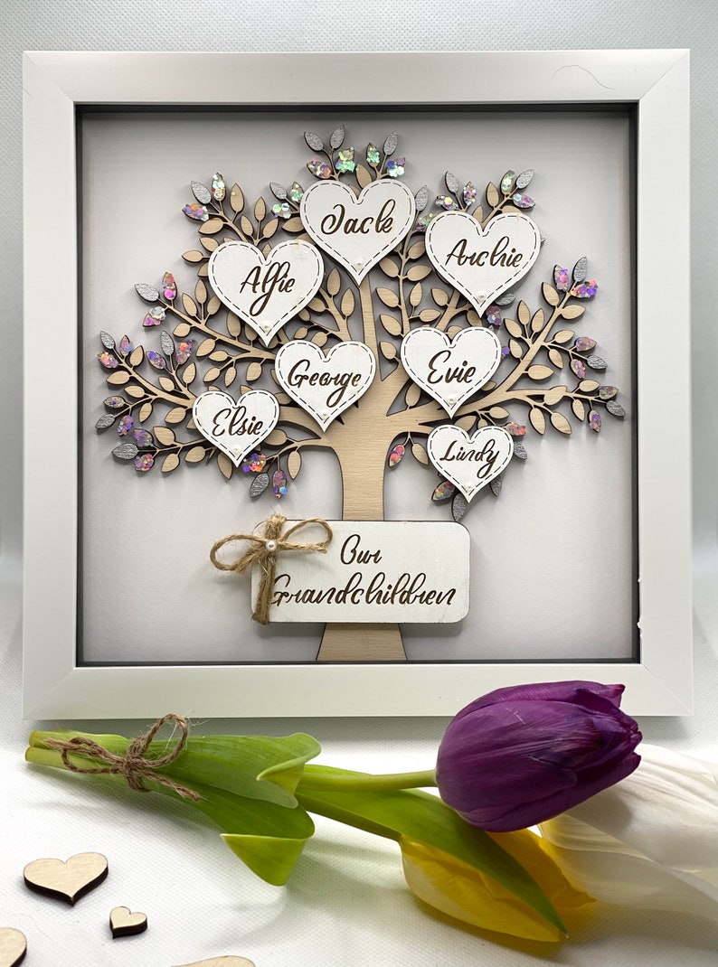 Personalised Family Tree Frame Birthday gift Grandparent gift, Anniversary gift, Fathers Day image 1