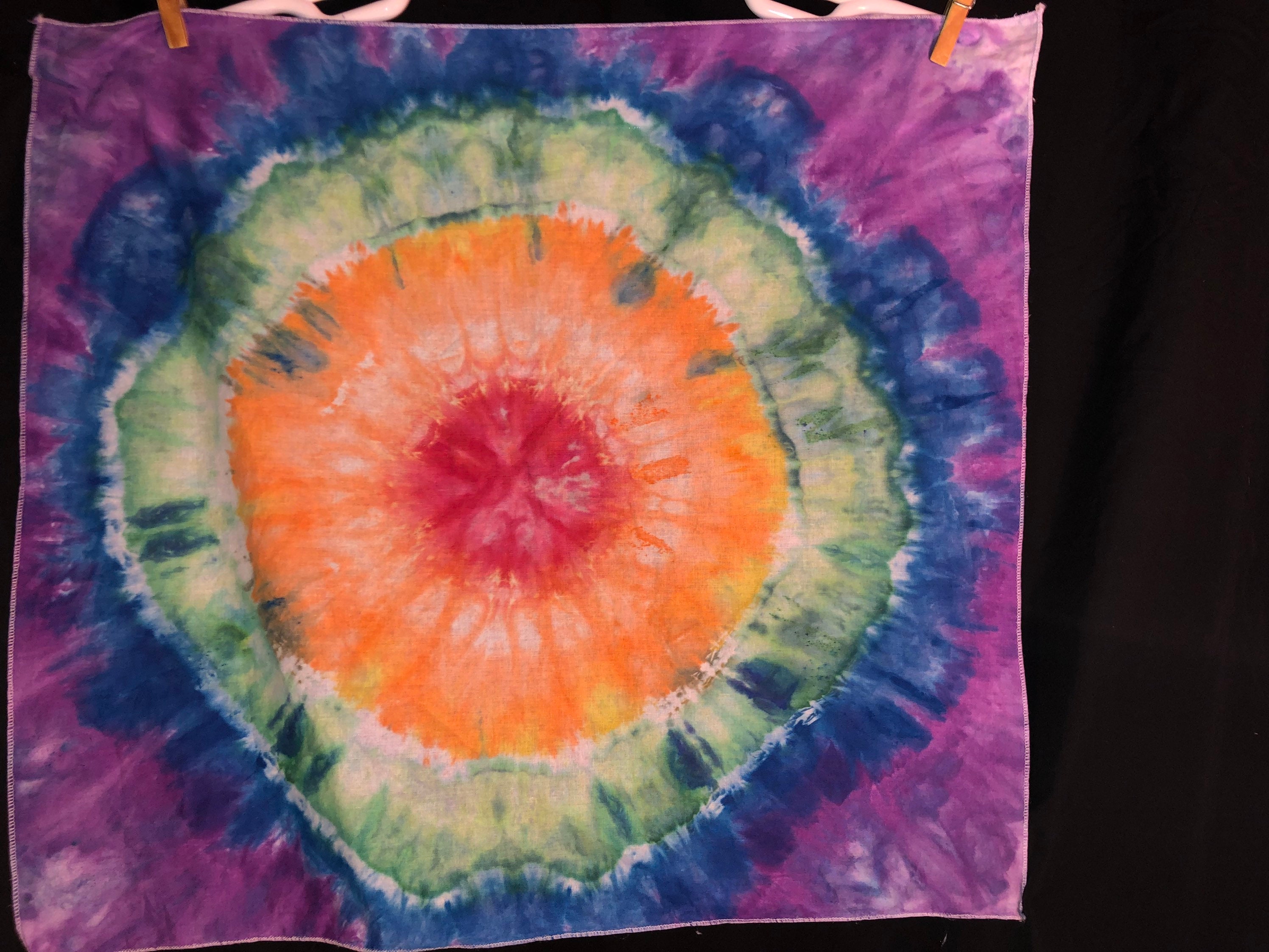 Tiedye bandana rainbow starburst pattern. Made with ice Etsy