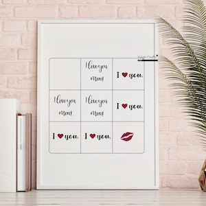 Download istantaneo Digital Tic Tac Toe, regalo di San Valentino per partner, regali fidanzata fidanzata, decorazioni murali, amore vincere sempre anniversario