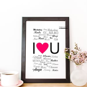 Te amo descarga instantánea de impresión digital, regalo del día de la madre de los niños, impresiones de tarjetas para cumpleaños, regalo de aniversario para mamá, decoración del dormitorio