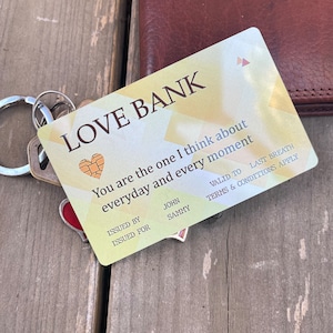 Personalized Wallet Card, Gift for Valentine Day, Anniversary Birthday Gift, Proposal Gift, Yellow Love Bank card with Personalised Message