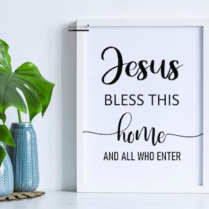 Jesus Bless This Home Instant Download, Wall Decor Prints  For Home , Housewarming Gifts For Friends Family, Sublimation Print SVG PNG