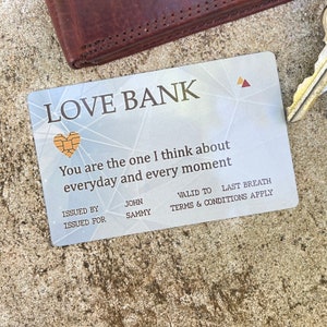 Personalized Wallet Card, Gift for Valentine Day, Anniversary Birthday Gift, Proposal Gift, Blue Love Bank card with Personalised Message