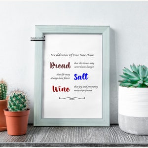 Bread Salt Wine Instant Download, Wall Decor Prints  For Home , Housewarming Gifts For Friend, Guest Gifts, Kitchen and Living Room Decor
