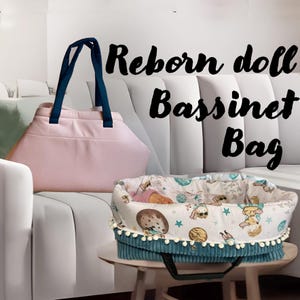 Cuna para muñecas Reborn de hasta 60 cm. La bolsa se convierte en cuna para reborns. Cuna de exhibición. Se puede usar como bolsa de compras. Apto para muñecas de hasta 60 cm.