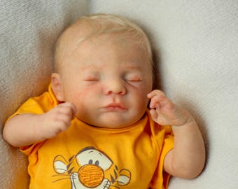 Realistic Reborn baby  Doll Diego asleep– handmade Baby Boy