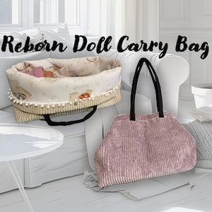 Bolsa para cuna de muñecas Reborn de hasta 60 cm. Cuna de exhibición. La bolsa se convierte en cuna para reborns. Se puede usar como bolsa de compras. Apto para muñecas de hasta 60 cm.