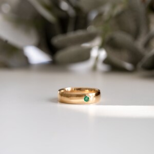 Flush Set Natural Emerald Solid 9ct, 18ct White or Yellow Gold Ring Band. Gemstone Wedding Rings, Unisex Rings Moments Jewellery. image 7