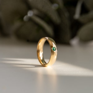 Flush Set Natural Emerald Solid 9ct, 18ct White or Yellow Gold Ring Band. Gemstone Wedding Rings, Unisex Rings Moments Jewellery. image 10