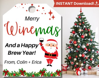 Etiquetas de vino de Navidad. Etiquetas de vino de Navidad. Etiquetas de regalo de Navidad. Etiquetas de vino imprimibles. Etiquetas de vino imprimibles. Etiqueta de vino editable. Regalo de vino