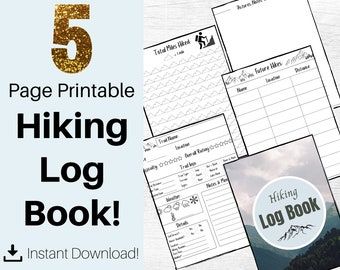 Hiking Log Book Printable, Trail Log Journal, Hike Tracker Pages, Hiking Journal Gift for Hikers, Digital Download PDF