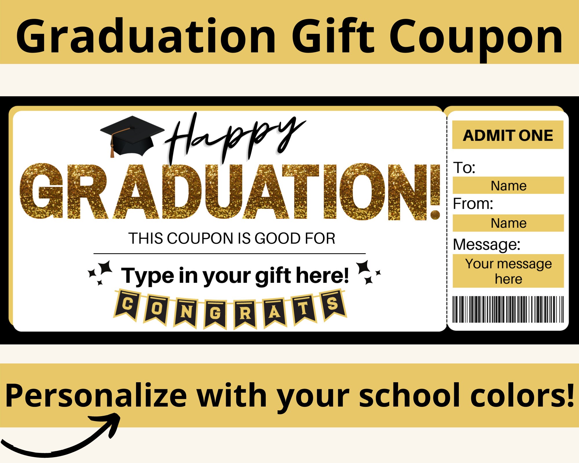 Printable Graduation Coupon. Graduation Gifts. Editable | Etsy