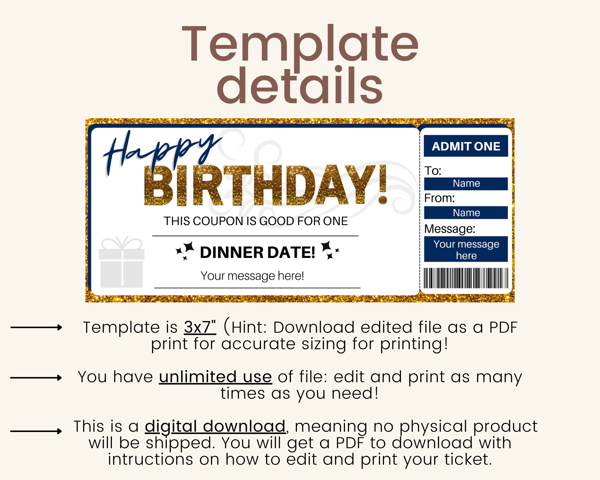 Dinner Date Coupon. Dinner Date Voucher. Birthday Dinner - Etsy