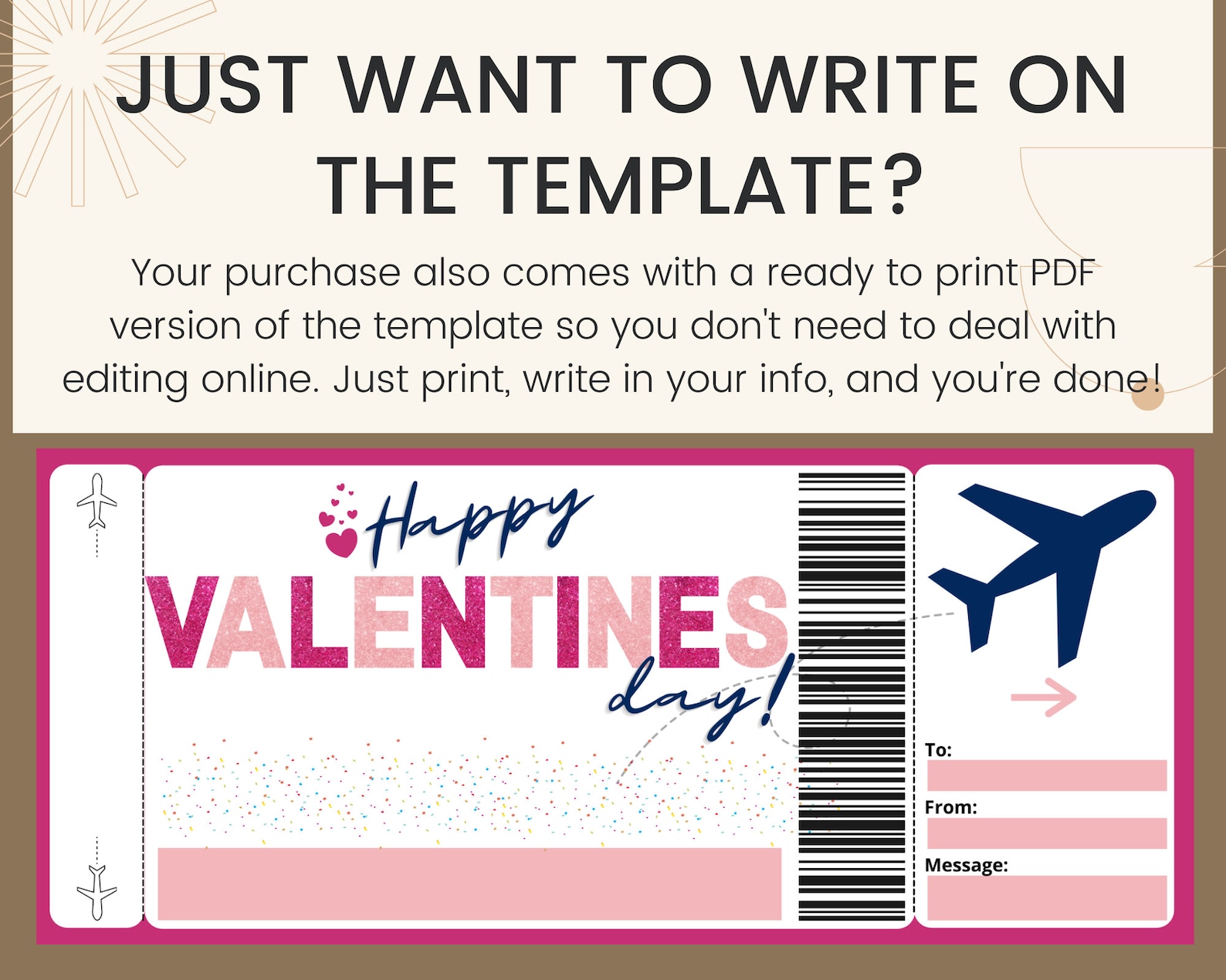 Valentine's Day Boarding Pass. Printable Boarding Pass. | Etsy