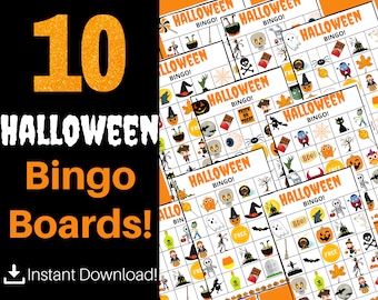 Halloween Bingo Cards Printable, Halloween Games for Kids, Halloween Party Activity, Classroom Bingo Game, Instant Download