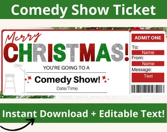 Comedy Show Tickets. Comedy Ticket. Comedy Show Gift Voucher. Comedy Show Coupon. Printable Comedy Show Gift Certificate. Editable Text
