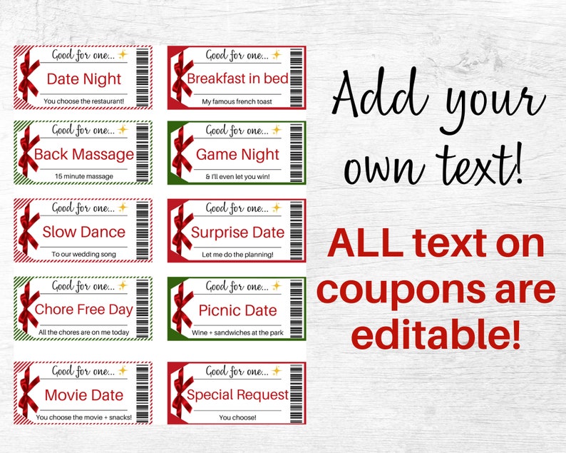 Christmas Coupon Template. Christmas Coupon Book. Christmas Etsy