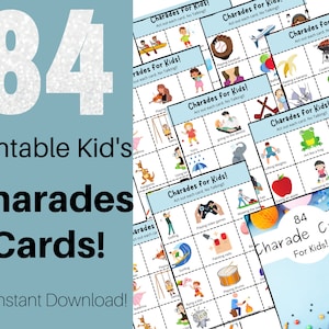 Charades for Kids. Charades Card. Printable kids games. Games for kids. Games for Toddlers. Preschool games. Kids Games. Printable Games