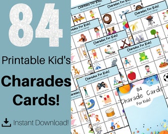 Charades for Kids. Charades Card. Printable kids games. Games for kids. Games for Toddlers. Preschool games. Kids Games. Printable Games