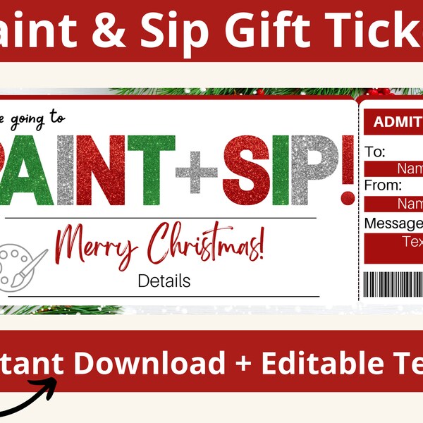 Paint and Sip Ticket Template Etsy