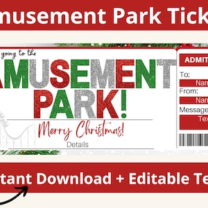 Vergnügungspark-Karte. Vergnügungspark Party Einladung. Vergnügungspark-Saisonkarte. Freizeitpark Ticket. Themenpark Einladung. Druckbar