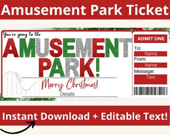 Biglietto per il parco divertimenti. Invito per una festa al parco divertimenti. Abbonamento stagionale al parco divertimenti. Biglietto per il parco a tema. Invito al parco a tema. Stampabile